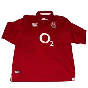 England Rugby O2 Canterbury Long Sleeve Jersey Red Mens Large Authentic o2 Rose